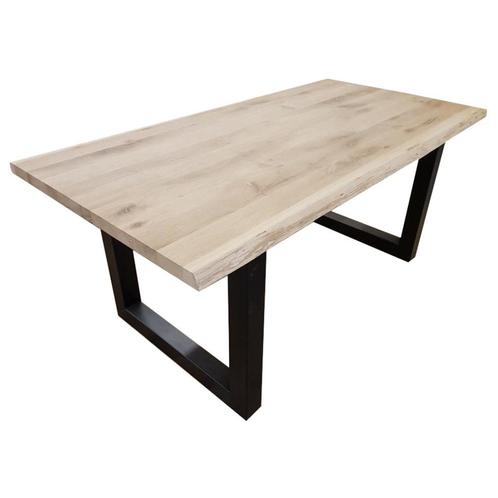 massief eiken tafel | tafelblad | eettafel | boomstamtafel, Huis en Inrichting, Tafels | Eettafels, Nieuw, Rechthoekig, Eikenhout
