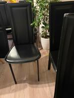 Zwarte leren stoelen - 6 stuks, Huis en Inrichting, Stoelen, Ophalen, Italiaanse design, Gebruikt, Zwart