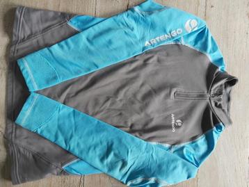 Ski-shirt Artengo 146/158 met ritsje, turquoois-grijs, Garçon ou Fille, Enlèvement ou Envoi, Decathlon, Utilisé