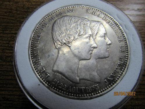 Belgique module 5 francs 1853 ARGENT SANS USURE., Timbres & Monnaies, Monnaies | Belgique, Monnaie en vrac, Argent, Argent, Envoi