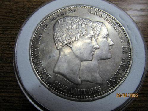 België module 5 francs 1853 ZILVER ZONDER USURE., Postzegels en Munten, Munten | België, Losse munt, Zilver, Zilver, Verzenden