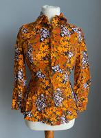 Oranje vintage blouse met bloemenprint maat M, Maat 38/40 (M), Verzenden, Oranje, Zo goed als nieuw