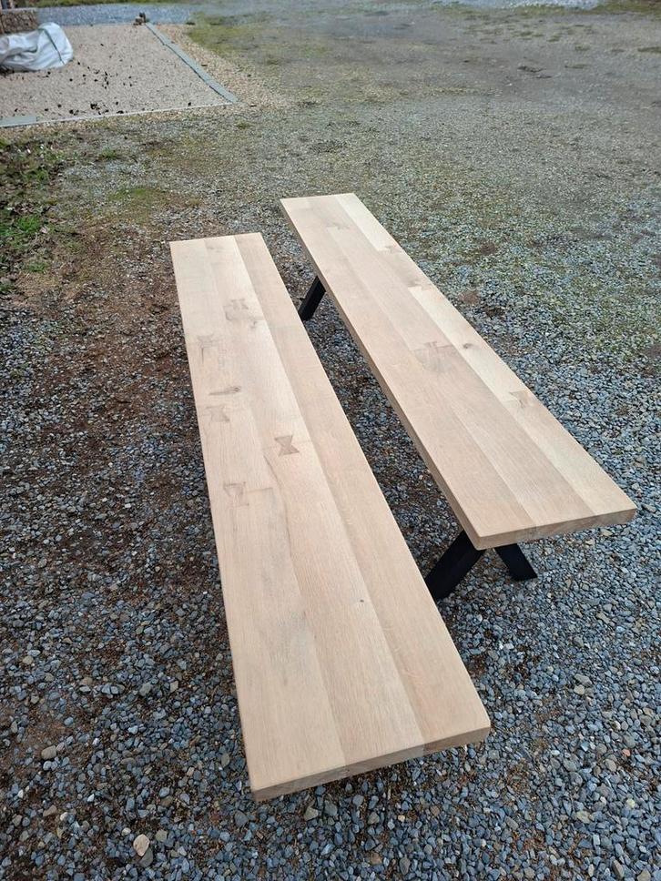 2  Bancs de type industriel, Huis en Inrichting, Stoelen, Hout, Zwart, Ophalen