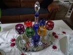Unieke prachtige gekleurde rijnwijn glazen set in kristal 6, Antiek en Kunst, Ophalen