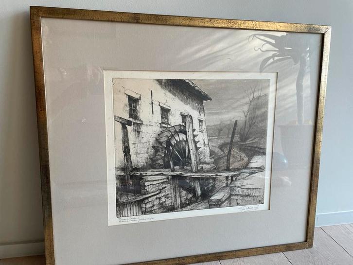 Ets Grimbergen-De Tommemolen /E.A. van J. Batenburg, Antiek en Kunst, Kunst | Etsen en Gravures, Ophalen