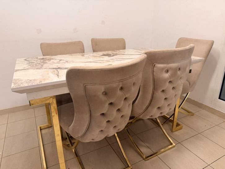 Chaise beige capitonnées, Maison & Meubles, Salles à manger complètes, Comme neuf, Enlèvement