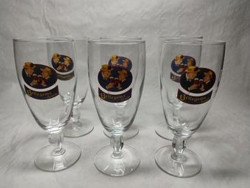 6 bierglazen Bellegems bruin beschikbaar voor biedingen