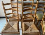 Set licht eiken stoelen met zitting in riet en fluweel, Ophalen