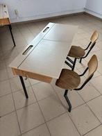 Dubbel schoolbankmeubel met vaste stoelen, Maison & Meubles, Bureaux, Enlèvement, Utilisé, Bureau