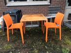 Vierkant tafeltje met 2 stoelen, Tuin en Terras, Kunststof, Gebruikt, Tuinset, Ophalen