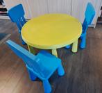 Rond tafeltje van diamater 85cm x 49cm + 3 stoeltjes, Ophalen, Gebruikt