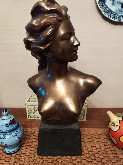Jef Lambeaux/Buste Femme/Bronze Doré/H+-53cm/PAS du PLÂTRE, Antiquités & Art, Antiquités | Bronze & Cuivre, Bronze, Enlèvement