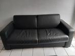 Canapé-lit en cuir véritable noir, Comme neuf, Noir, Enlèvement ou Envoi