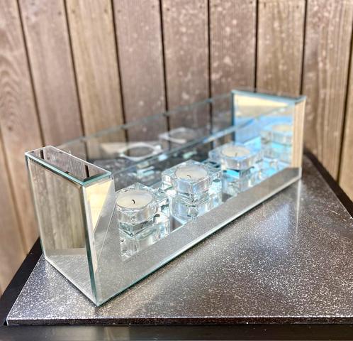 Prachtige theelichthouder met spiegeltjes, Antiek en Kunst, Antiek | Glaswerk en Kristal, Ophalen of Verzenden