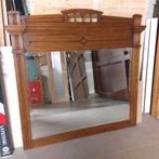 Antieke Art-Deco houten spiegel, originele geslepen spiegel, Antiek en Kunst, Antiek | Kandelaars, Ophalen, Overige materialen