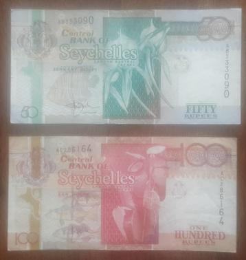2 billets Central Bank of Seychelles  beschikbaar voor biedingen