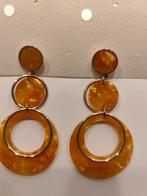 Longues boucles d'oreilles en résine et métal style seventie, Ophalen of Verzenden, Zo goed als nieuw, Hangers