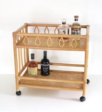 Vintage Bamboe en rotan bartafel - Bijzettafel beschikbaar voor biedingen