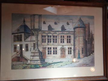 oude aquarel-pentekening Dierckx 1930 beschikbaar voor biedingen