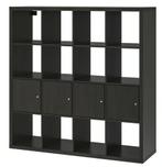 KALLAX kast – zwartbruin – met 4 deurtjes – in topstaat, Huis en Inrichting, Kasten | Boekenkasten, Ophalen, Overige materialen