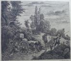 JAN LINNIG / BOERENKAR / ZW-W GRAVURE / 45x51cm / 45x81cm, Ophalen of Verzenden