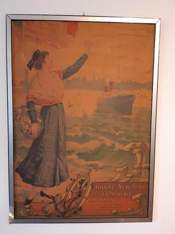 OUDE STEAM OCEAN LINER ADVERTENTIE POSTER OP PANEEL  beschikbaar voor biedingen