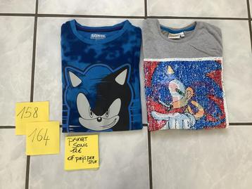 2 T-shirts Sonic maat 158 en 158-164, in nieuwstaat beschikbaar voor biedingen