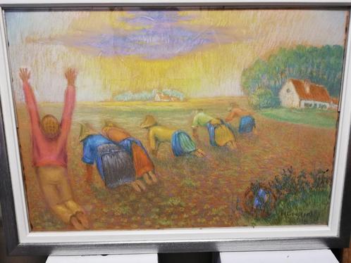 * H. Goossens: pasteltekening: Wiedsters, Antiek en Kunst, Kunst | Tekeningen en Fotografie, Ophalen of Verzenden