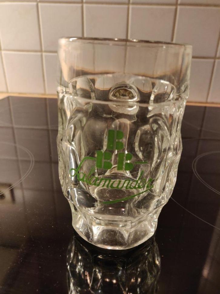 Vintage BBB Salamander glas met handvat, Verzamelen, Glas en Drinkglazen, Gebruikt, Bierglas, Ophalen