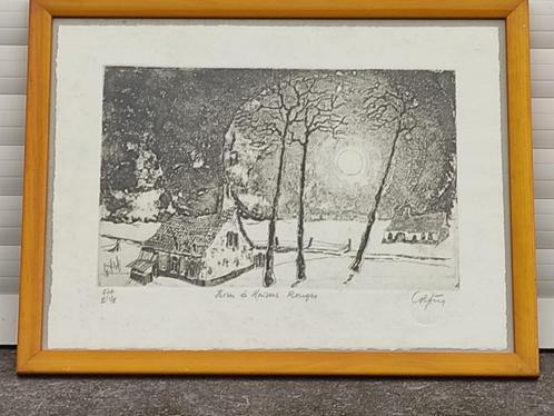eau forte epreuve d artiste signe andre colpin, Antiek en Kunst, Kunst | Etsen en Gravures, Ophalen of Verzenden