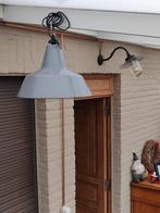 OUDE MOOIE GRIJZE EMAILLE HANGLAMPEN, Huis en Inrichting, VINTAGE - INDUSTRIEEL - LANDELIJK - RUSTIEK - LOFT, 50 tot 75 cm, Ophalen of Verzenden