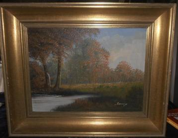 Schilderij “Bomen aan rivier ” beschikbaar voor biedingen