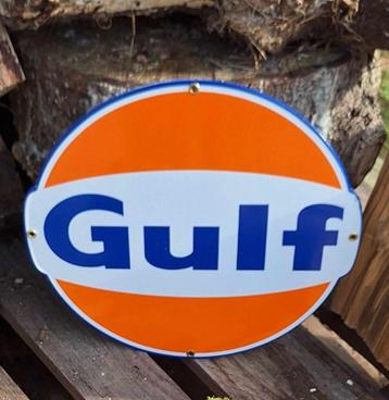Nieuw emaille reclamebord decoratiebord Gulf. beschikbaar voor biedingen