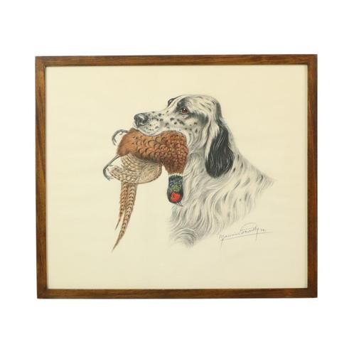 Maurice Brailly Jachthond Fazant Vintage Grafiek in Kleur 72, Antiek en Kunst, Curiosa en Brocante, Ophalen of Verzenden