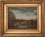 19e eeuws schilderij olieverfschilderij op houten paneel, Ophalen