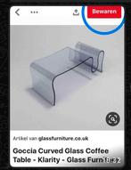 Design salontafel/ glass coffee table/ Goccia Curved/ Ital., Huis en Inrichting, Tafels | Salontafels, Ophalen, Gebruikt, 50 tot 100 cm