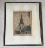Ets van Juliaan Severin (1886-1975)Toren van Kruibeke gesign, Envoi