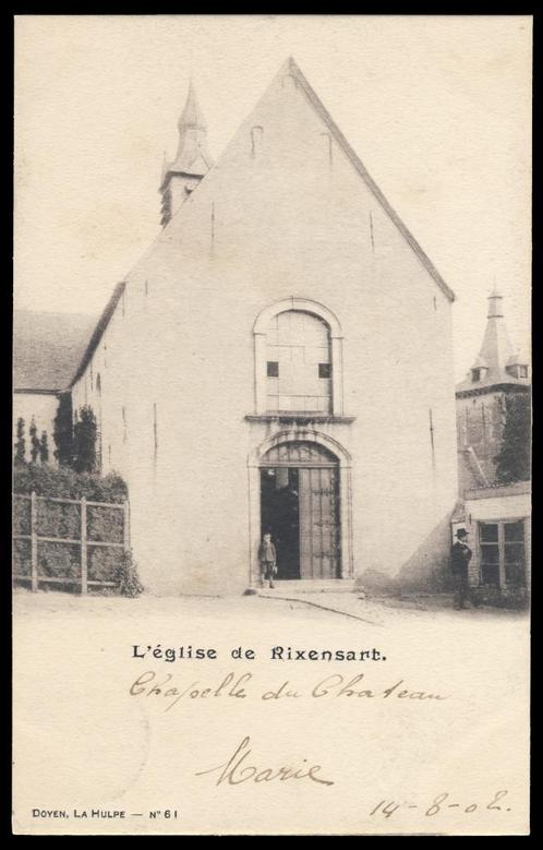 Rixensart, Eglise Ste-Croix + château - cartes postales - L3, Verzamelen, Postkaarten | België, Gelopen, Waals-Brabant, Voor 1920