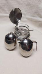 Inox tafelsetje melk, suiker, vintage, Ophalen of Verzenden, Zo goed als nieuw, Glas, Overige typen