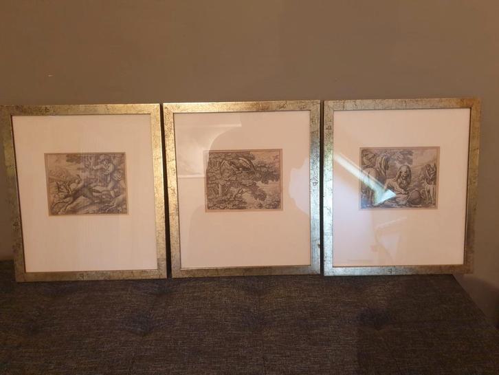 Set van 3 burijngravures uit Aesopus Fabels, Antiek en Kunst, Kunst | Etsen en Gravures, Ophalen