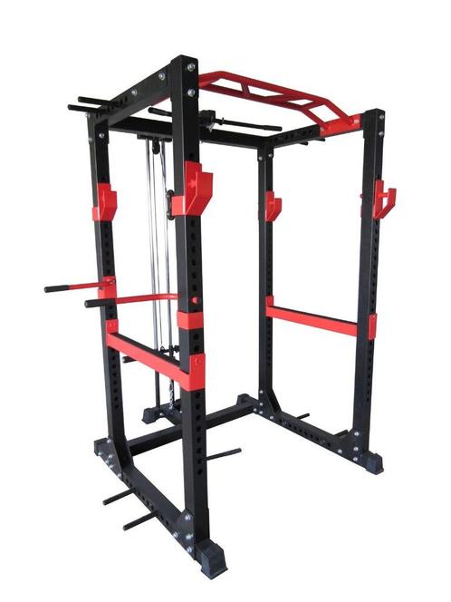 Power Rack met Pully, Bank, Dumbbell en Bar, Halterschijven, Sport en Fitness, Fitnessapparatuur, Gebruikt, Overige typen, Armen