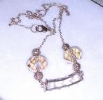 Halsketting rosegold met witte en beige kristallen lovisa, Overige materialen, Met strass, Verzenden, Beige