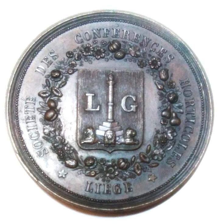 médaille liégeoise 1844 Distèche Linnaeus societe horticoles, Timbres & Monnaies, Pièces & Médailles, Bronze, Enlèvement ou Envoi