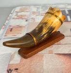 Vintage Viking drinking glanzende Hoorn op standaard, 20cm, Antiek en Kunst, Ophalen of Verzenden