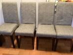 4 Houten stoelen met stof bekleedt, Huis en Inrichting, Stoelen, Ophalen, Gebruikt, Hout