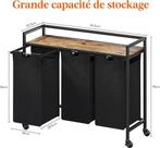 wasmand op wieltjes | 3 vakken | zwart | 120 L | Nieuw, -, Verzenden, Zwart, -