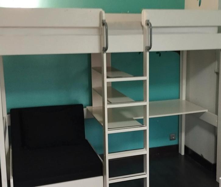 Lit mezzanine 1 pers + canapé-lit et bureau, Maison & Meubles, Chambre à coucher | Lits superposés & Lits mezzanines, Lit mezzanine