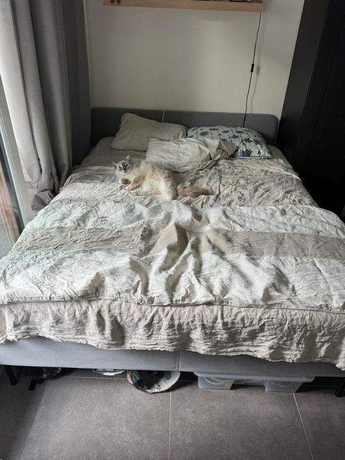Ikea bedframe 160 x 200, Huis en Inrichting, Slaapkamer | Boxsprings, Zo goed als nieuw, 160 cm, 200 cm, Tweepersoons, Grijs, Ophalen