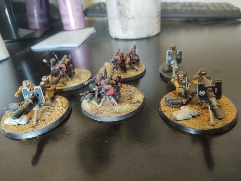 Imperial Guard heavy weapon teams, Hobby en Vrije tijd, Wargaming, Gebruikt, Warhammer 40000, Figuurtje(s), Geverfd, Ophalen of Verzenden