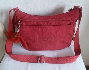 Kipling rode schoudertas met veel vakken + aap Nieuw beschikbaar voor biedingen